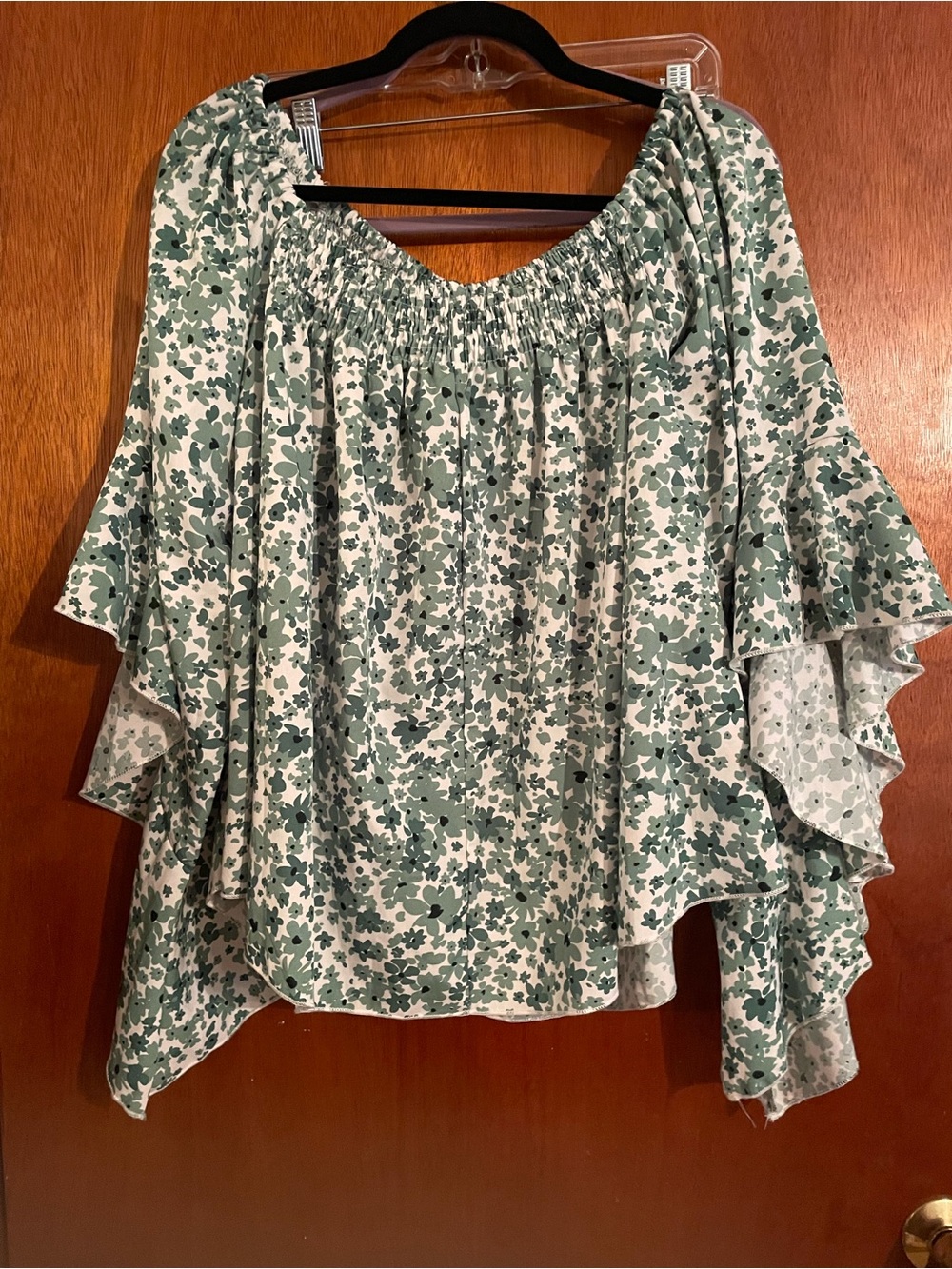 Lioness Green Floral Off-Shoulder Ruffle Blouse